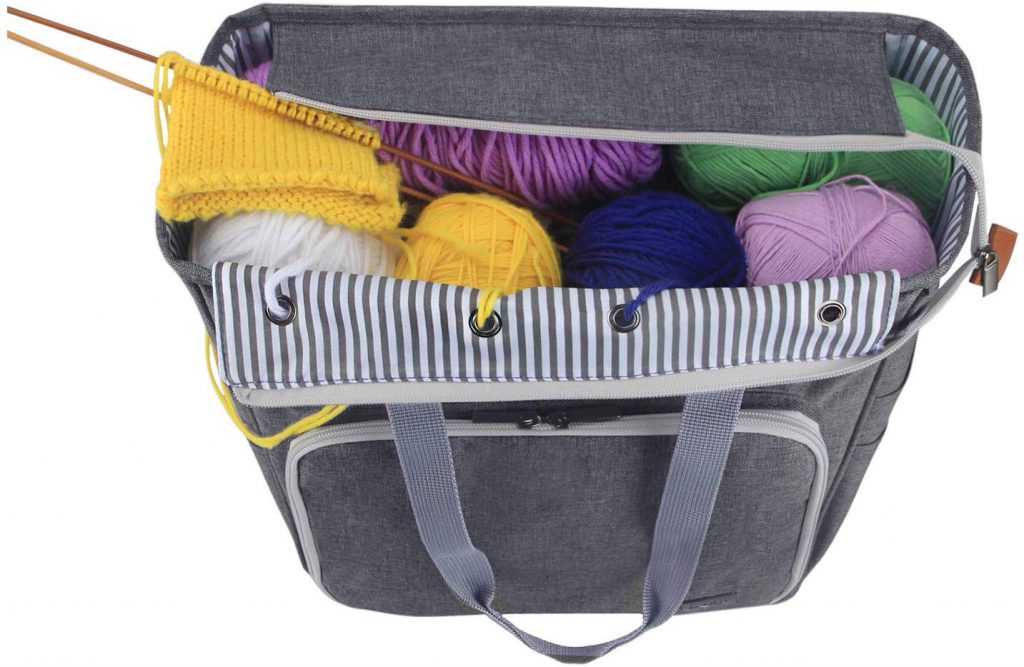 Knitting Tote Bag, Yarn Storage Bag for Carrying Projects, Knitting